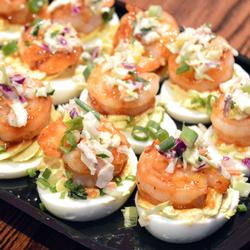 MANGO BBQ SHRIMP DEVILED EGGS PLATTER (12)
