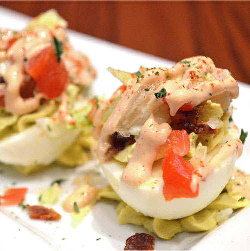 CHICKEN BLT DEVILED EGGS